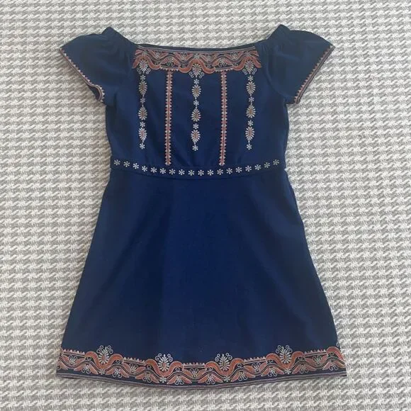 Tory Burch Nell Blue Embroidered Dress Large - Picture 5 of 12